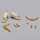 Miss. Fanchon’s accessories including earrings (dolls’ ears were pierced)